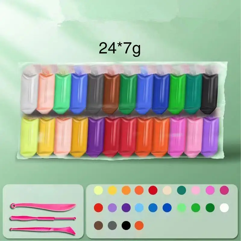 Juego de arcilla seca al aire de 12/24 colores, arcilla plástica súper ligera con herramientas de escultura, juguete educativo para niños, suministros de artesanía para niños
