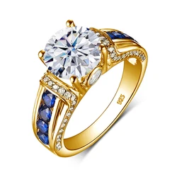 Anillo de diamantes de moissanita para mujer, joyería de boda de buena calidad con certificado D de Color VVS1 2ct, Plata de Ley 100%, pasa la prueba de diamantes