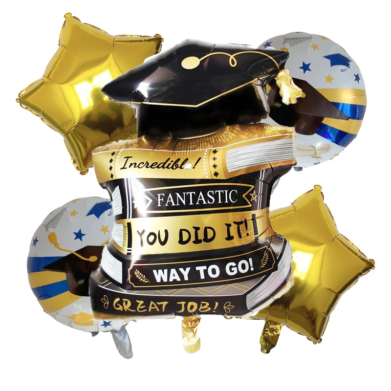 Giant Graduation Balloons 2023 Congrats Grad Foil Balloon Graduation Cap Cake Toppers For School Graduation Ceremony Party Decor