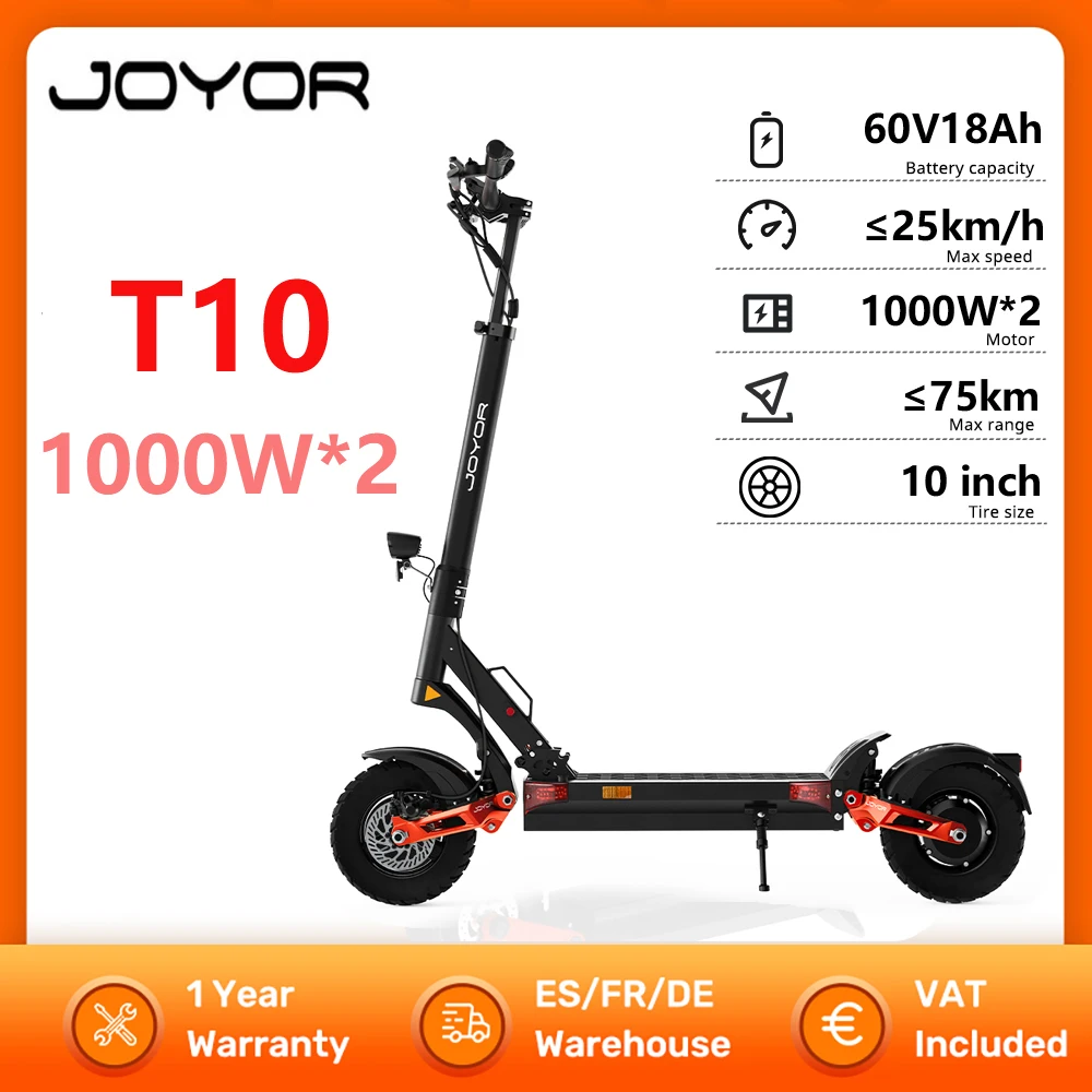 Hulajnoga elektryczna JOYOR T10, silnik podwójny 2000W, bateria 60V18AH, hulajnoga elektryczna, hamulce hydrauliczne, opona 10-calowa, maksymalny zasięg 75 km.
