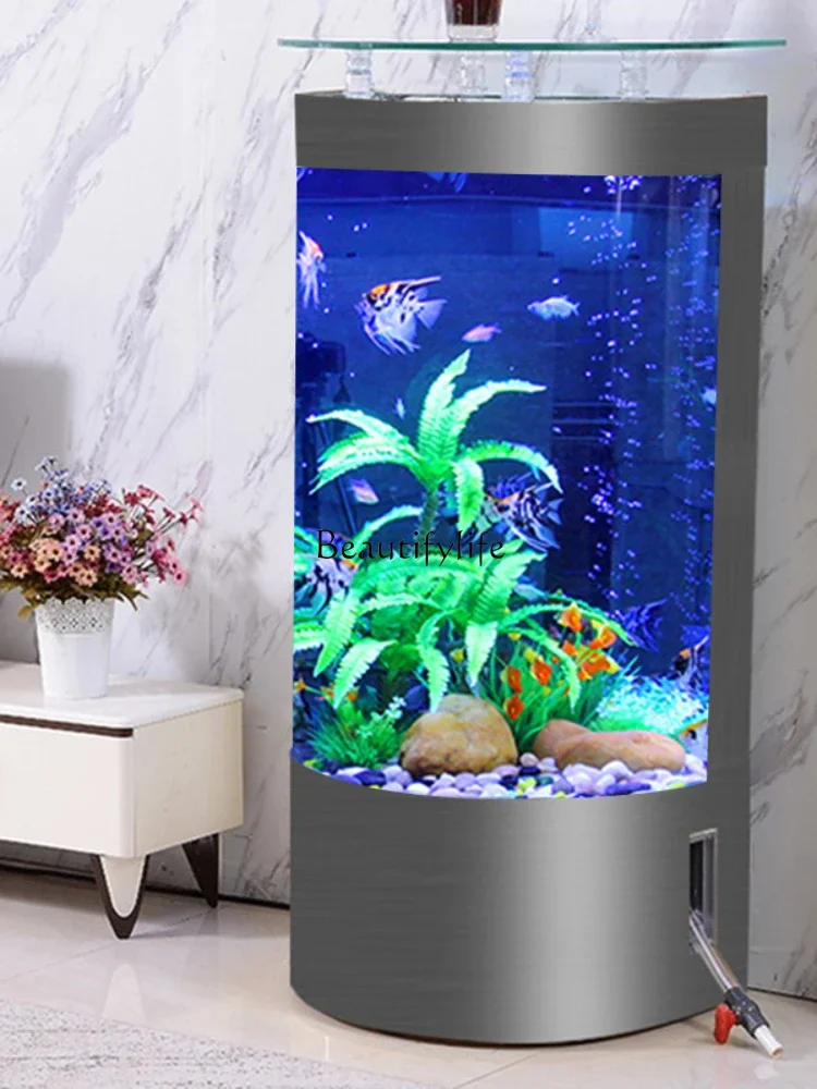 Glass Fish Tank Small and Medium Living Room Ecological Automatic Loop Filter Semicircle