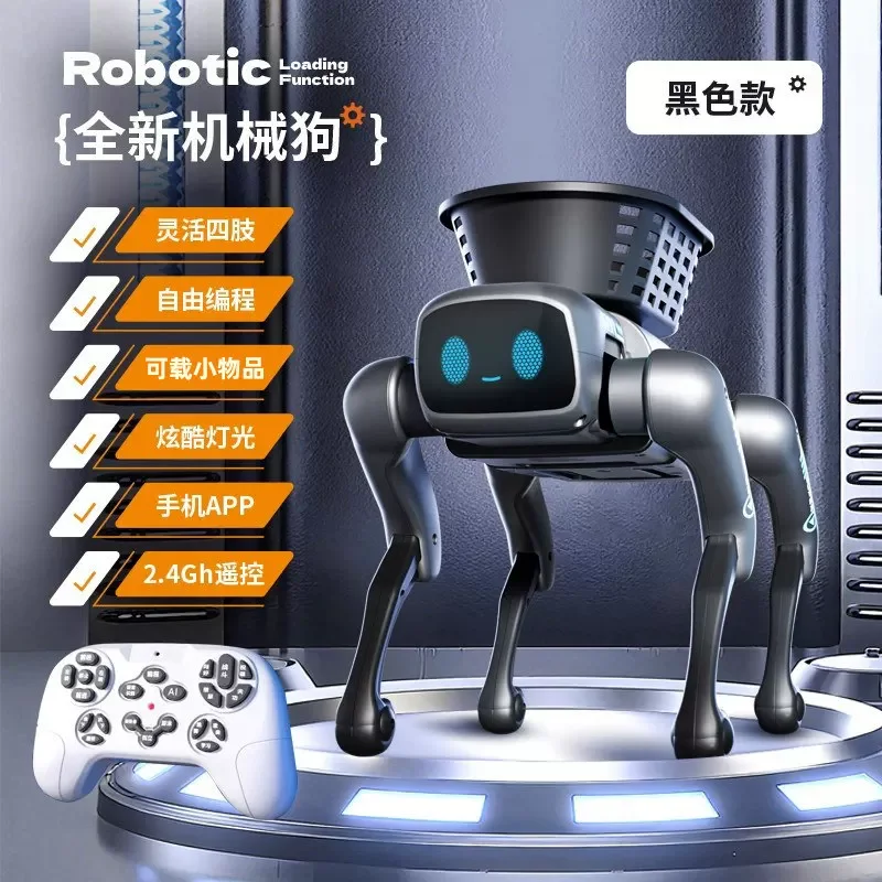Hot New 2026 Ai Intelligent Smart Robot Dog Remote Control Toy Programmable With Loading Basket For Boys Birthday Festival Gift
