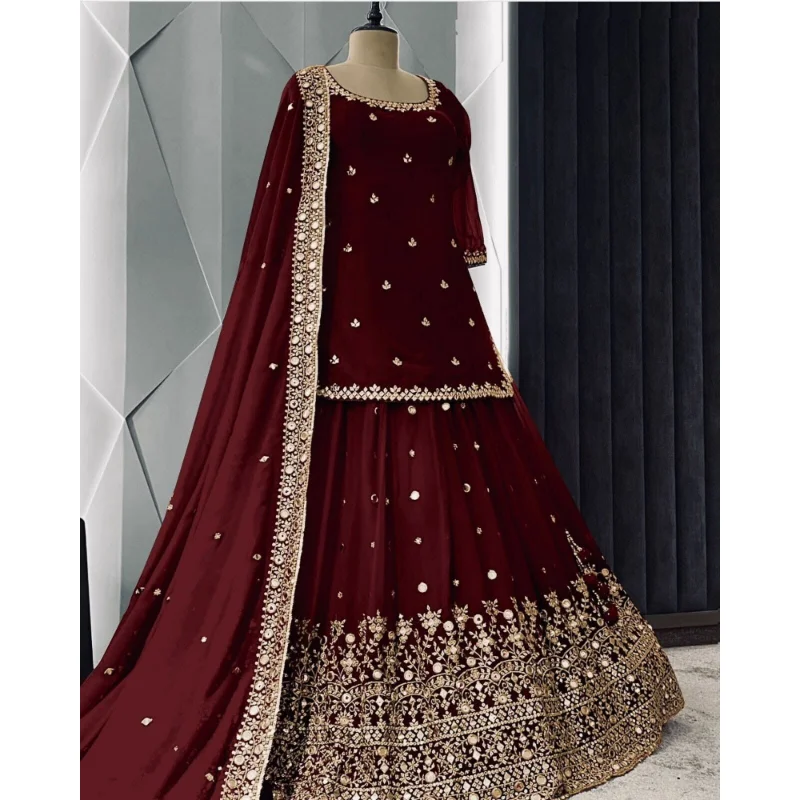 Indian Bridal Lehnga Choli mirror work Lehenga Party Bollywood Designer eid new