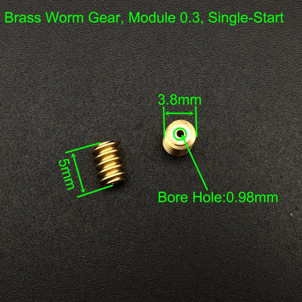 5 Buah Roda Gigi Cacing Kuningan Modulus 0.3 Kepala Tunggal 3.8x5mm Lubang 0.98mm 14T Rasio Pengurangan 14:1 4.8x2mm Diameter Lubang 1.48mm 1.5A