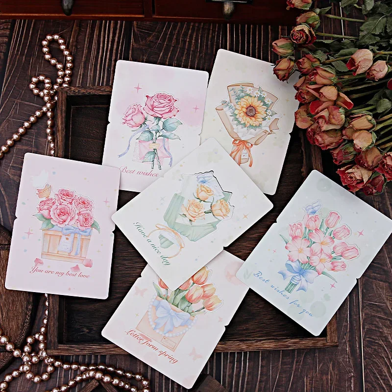 Flower Bundle Greeting Card Watercolor Wind Card Qixi March 8 Mother's Day Postcard Vintage Teacher's Day Father's Day gift