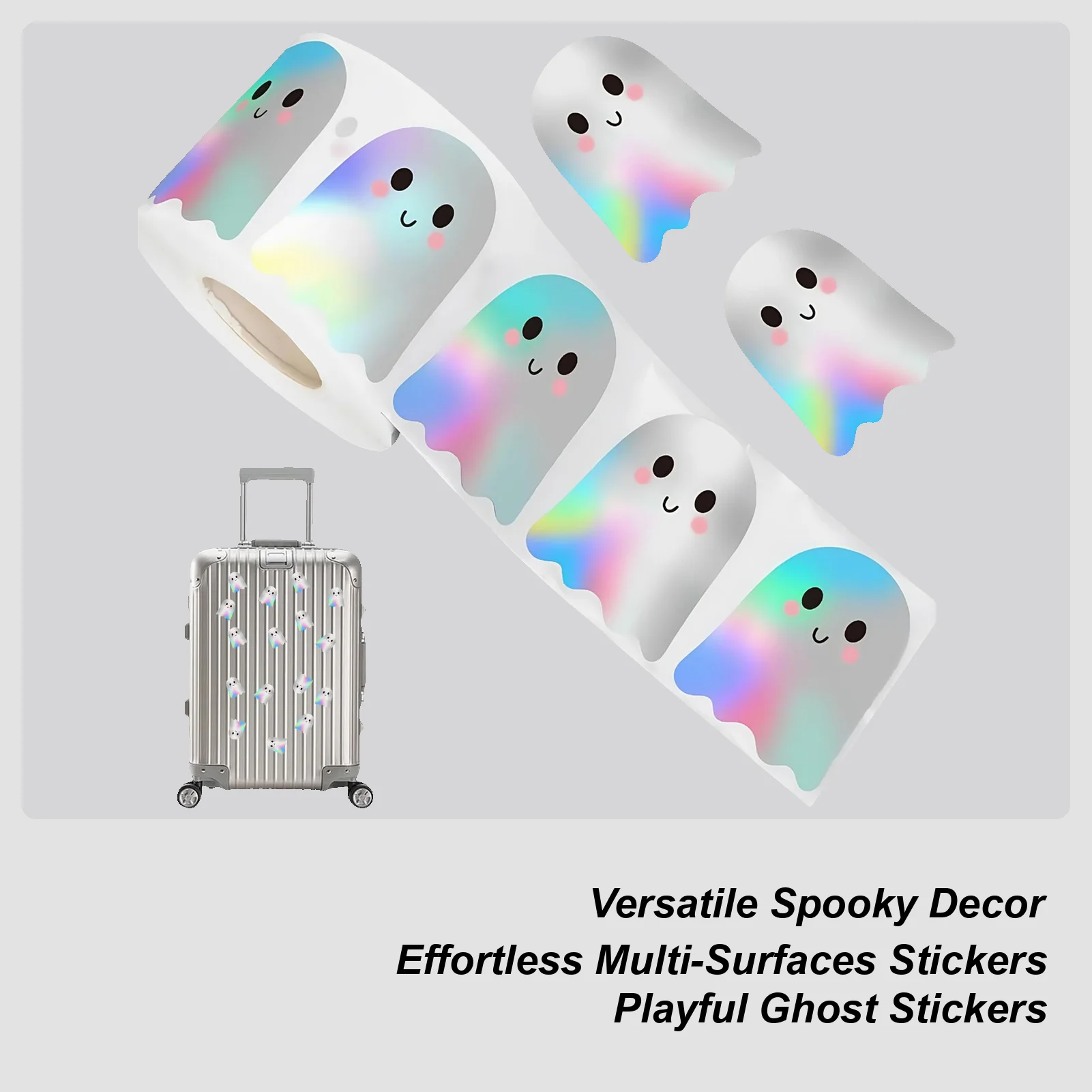 

Halloween Stickers for Kids Ghost Adhesive Stickers Room Decor Holographic Decals Halloween Decorations for Crafts Bottle Bags