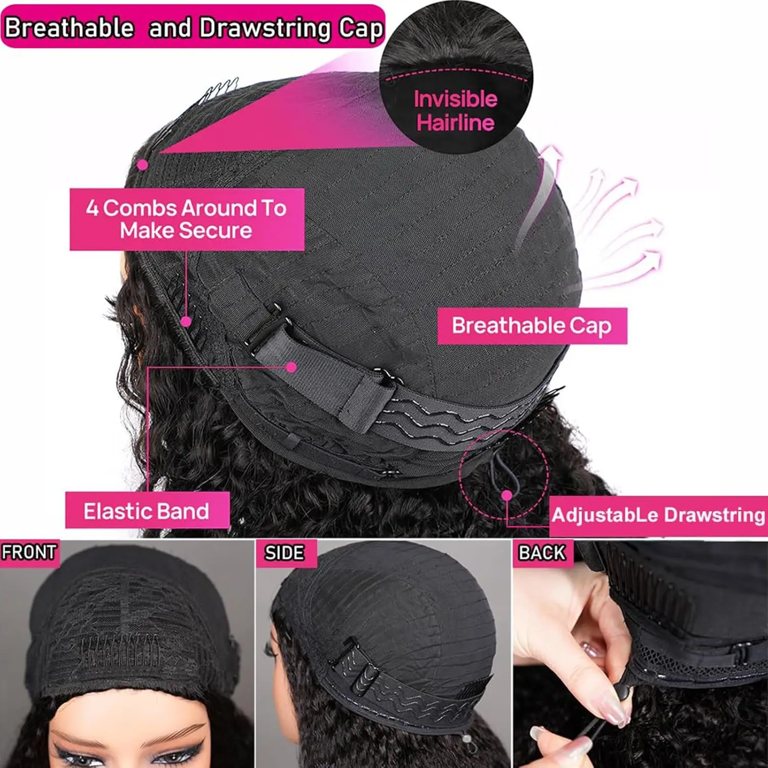 غريب مجعد نصف شعر مستعار البرازيلي شعر الإنسان غلويليس شعر مستعار شعر الإنسان جاهز للارتداء 3 في 1 نصف شعر مستعار الرباط غلويليس نصف شعر مستعار #6