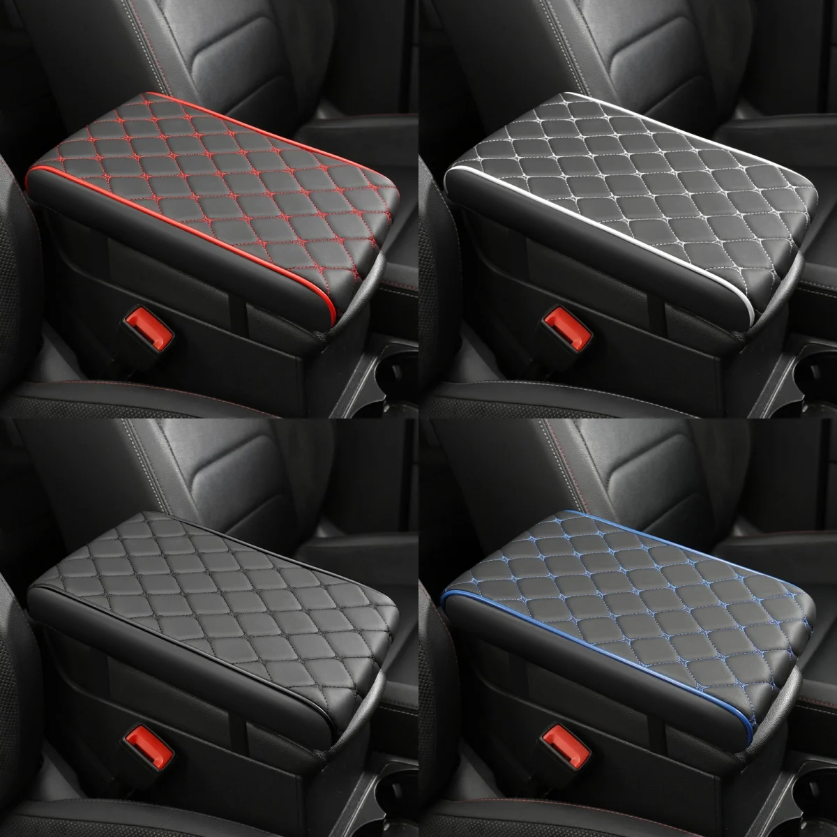 Four-Corner Star Texture PU Leather Increased by 5cm, Car Central Control Countertop Support Pad, Armrest Box Protection Pad