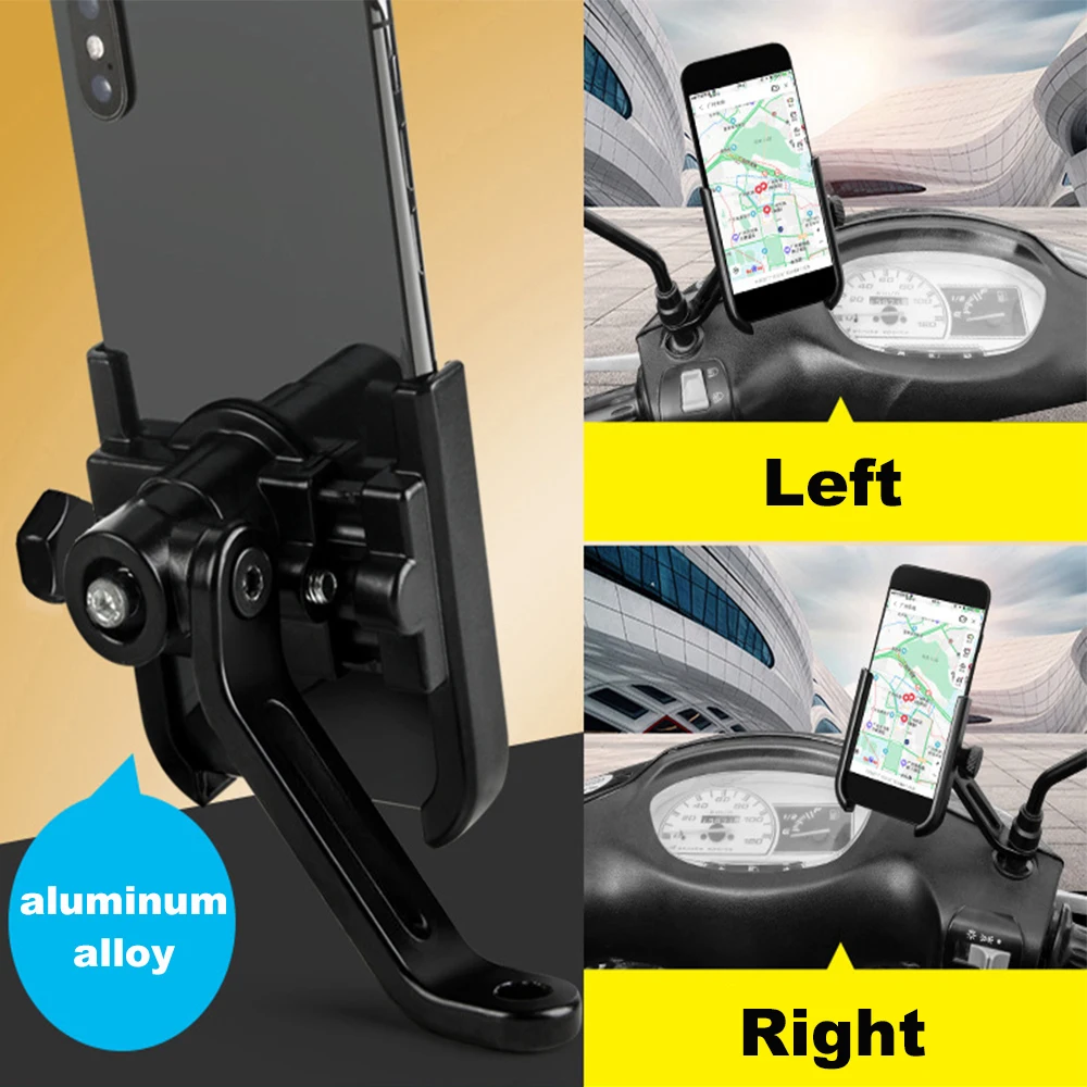 Aluminum Alloy Motorcycle Phone Holder GPS Bracket Mount Clip Support Moto Mirror Handlebar Phone Mount Bicycle Scooter Stand