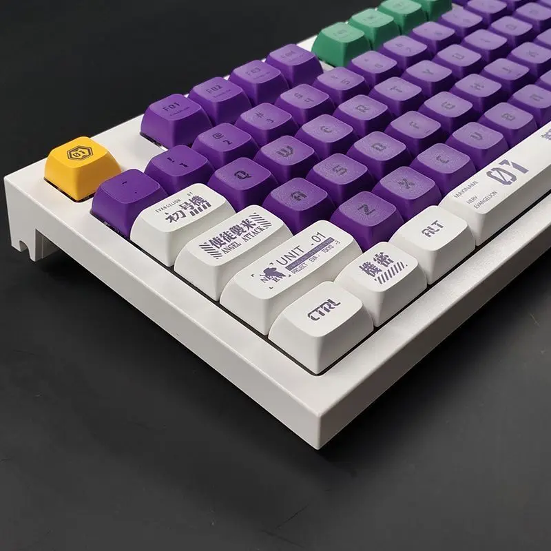 

134-key Mechanical Keyboard Keycap XDA Height PBT Sublimation Process Purple and White Combination Custom Keycap