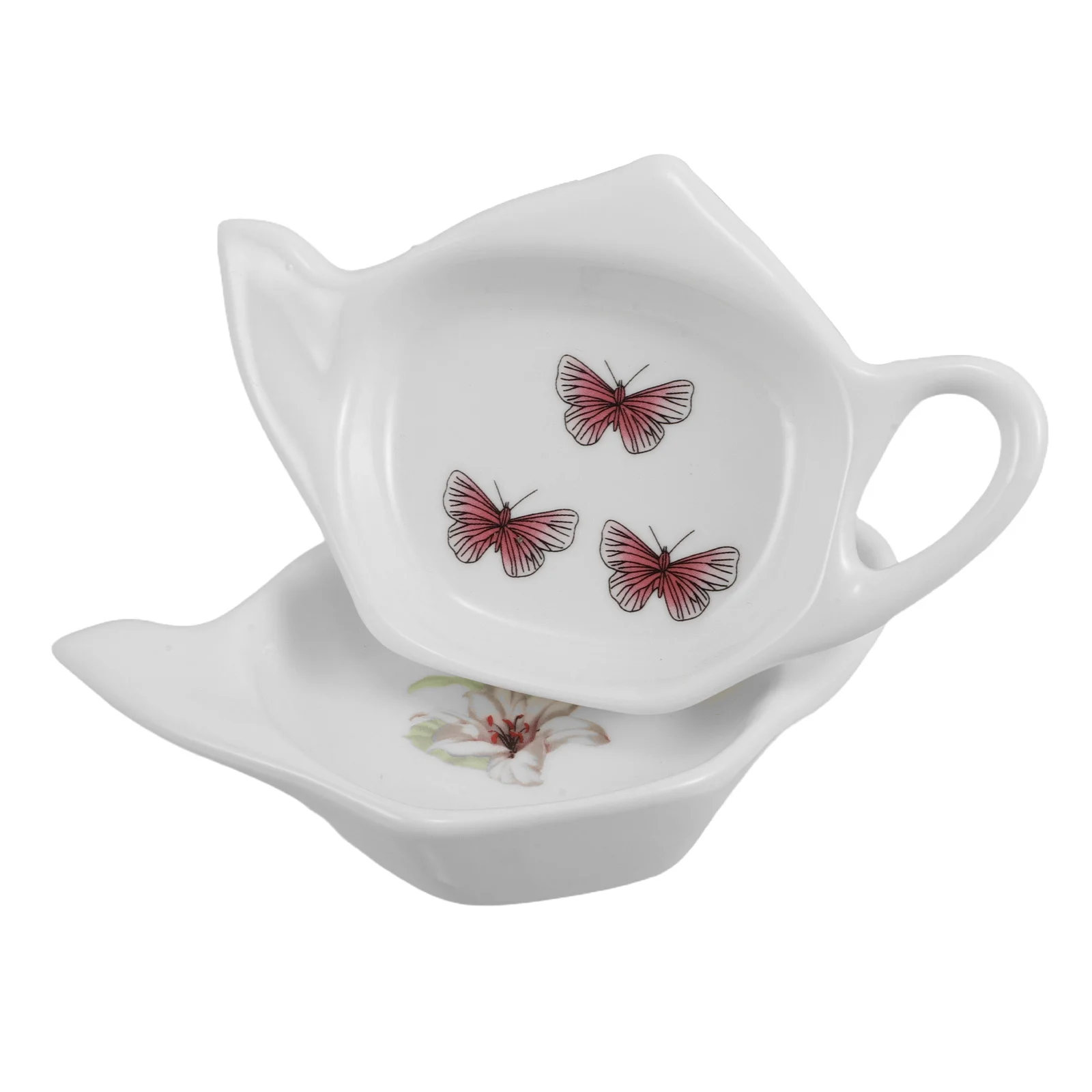 

2Pcs Ceramic Tea Bag Holder Saucer Elegant Floral Design Afternoon Tea Organizer Teabag Holder Dish Teaspoon Rest Pad