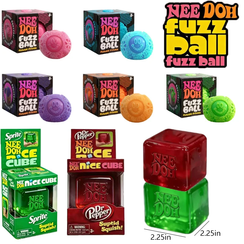 Nee Doh Fuzz Ball Serie Desktop-Dekoration zur Entspannung Stressabbau-Spielzeug Quetschspielzeug für unter Druck stehende Situationen Weicher Stressball