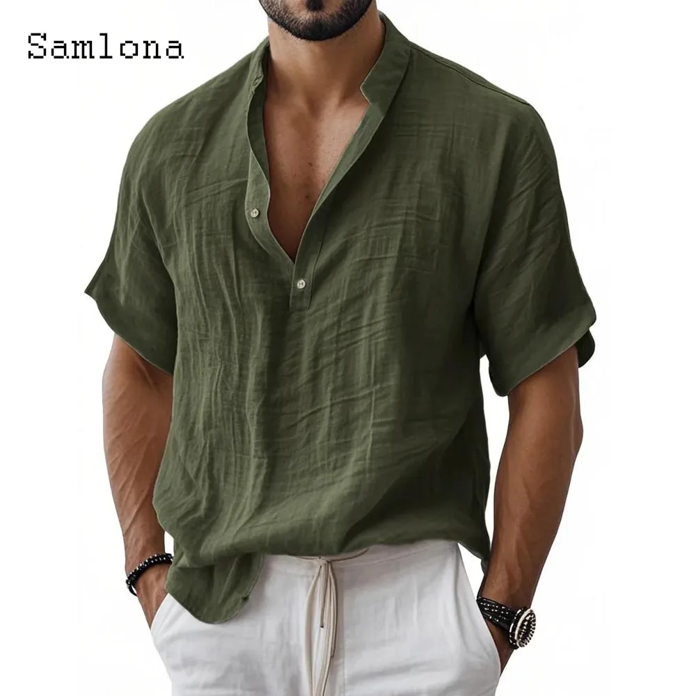 Men Short Sleeve Casual Board Shirt Clothing 2025 Summer Fashion Open Stitch Tops Solid Navy White Blouse Mens Thin Beach Shirts