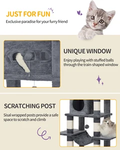 Pohon Kucing Besar Hzuaneri 170 cm, Menara Kucing untuk Kucing Maine, Tiang Garukan Bertingkat dengan Tempat Bertengger Besar, Alas yang Bisa Dicuci 12 kastil kucing dengan penjualan terbaik - №