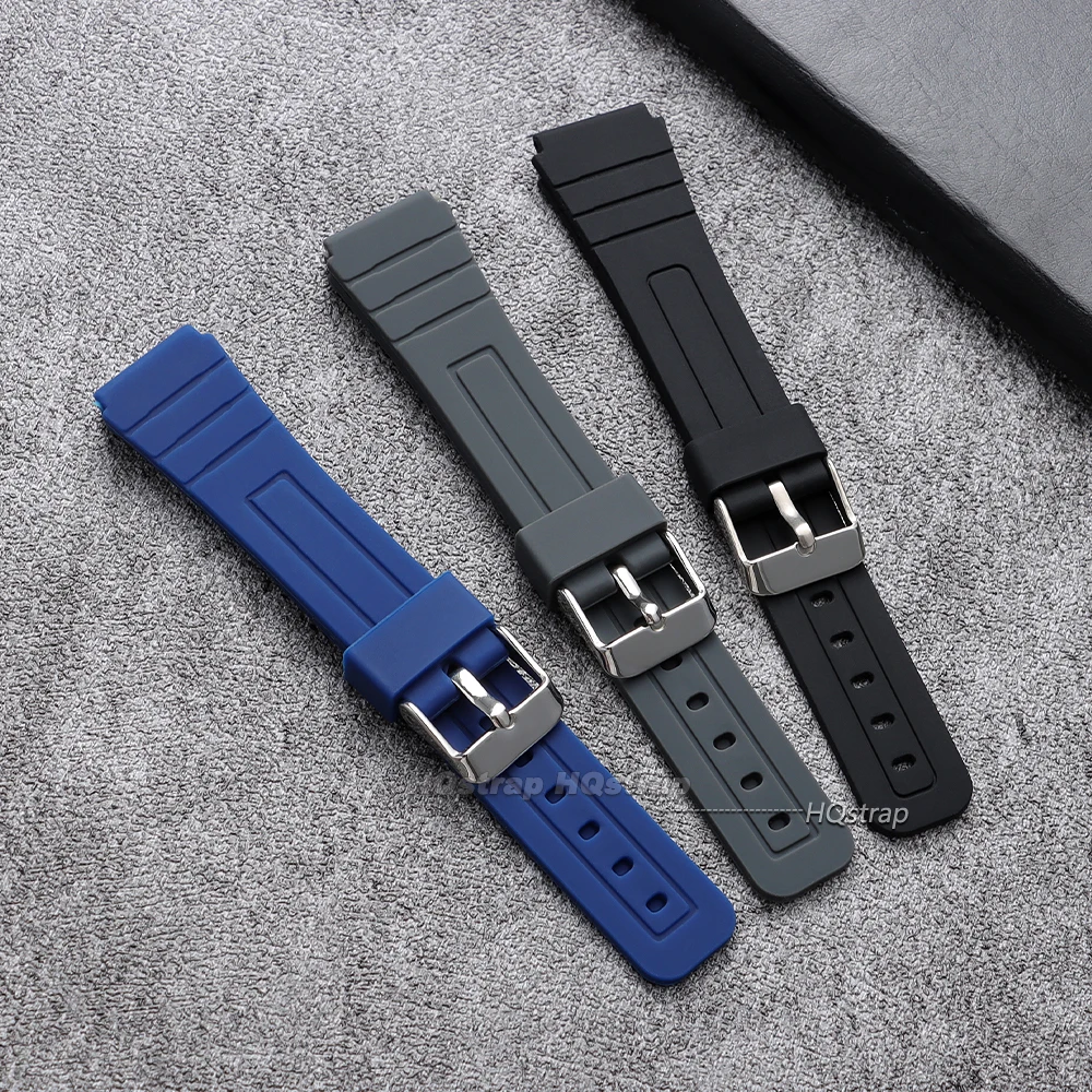 18mm Silicone Watch Strap for Casio W800H Black Bracelet for SGW400 F91W F84 F105/108/A158/168 AE1200/1300 Soft Sport Watchband view 3