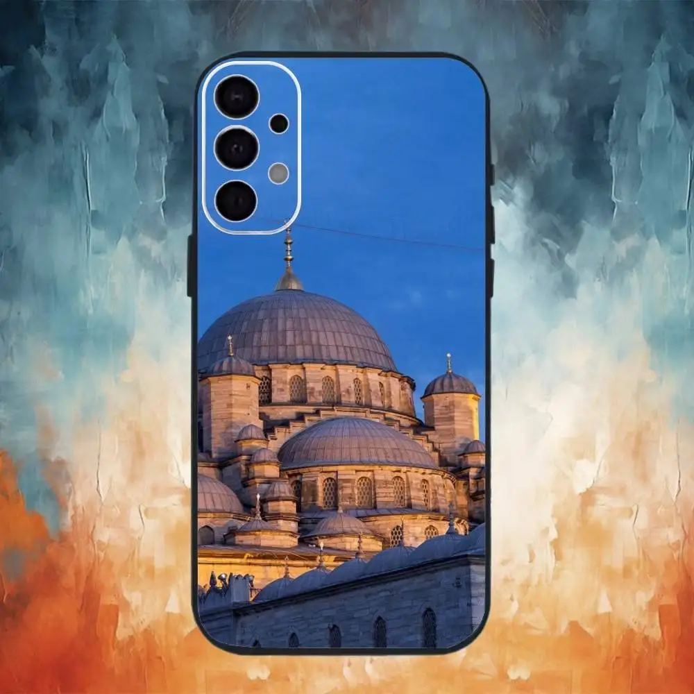 تركيا اسطنبول مشهد الهاتف حقيبة لهاتف سامسونج S25، S24، S21، S22، S23، S30، الترا، S20، زائد، Fe، ملاحظة، 10,9,5G غطاء أسود