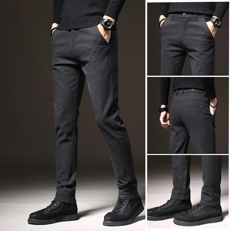 2024 Classic Style 3 Colors Autumn Men\'s Slim  High Quality Business Casual High Stretch Denim Pants Male Brand Trousers ﻿