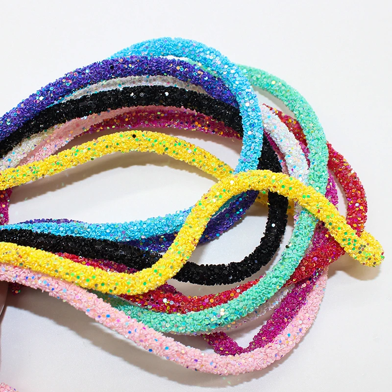 1yards Christmas Color Glitter Rhinestones Sequins Trimmings Soft Tube Cord Rope DIY Garment Shoes Party Decoration Wedding