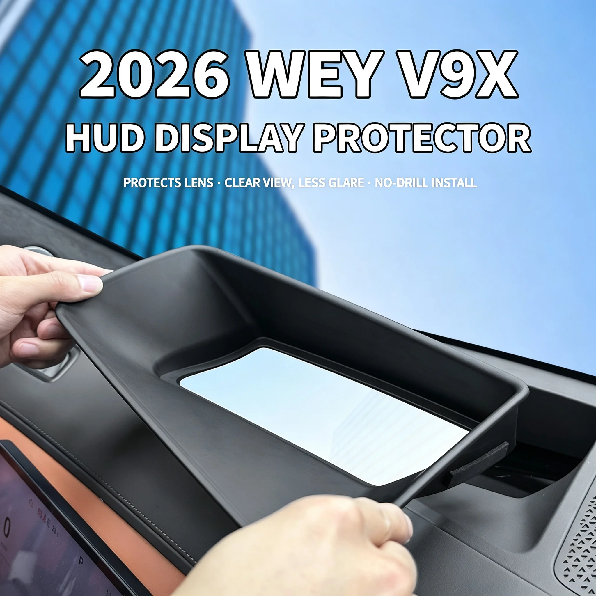 For WEY V9X 2026 Left Hand Drive Curved Inset HUD Head Up Display Cover 1:1 Molded No Reflection Car Trim