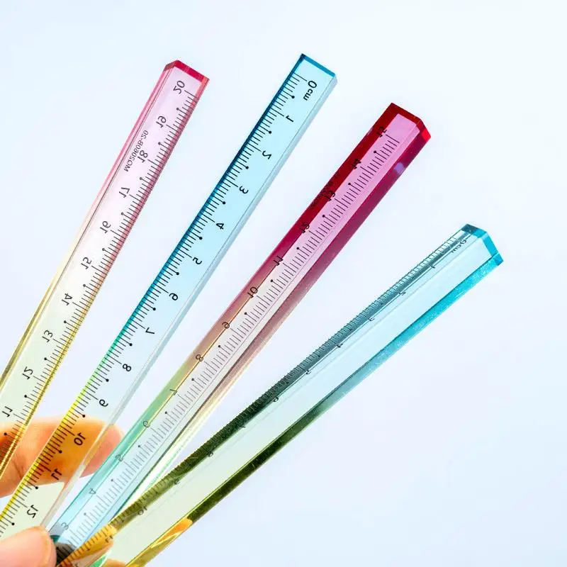Colored Ruler And Cube – 2-in-1 Geometric Drawing Tool, Math Learning Stationery Set, Drawing And Measuring Supplies