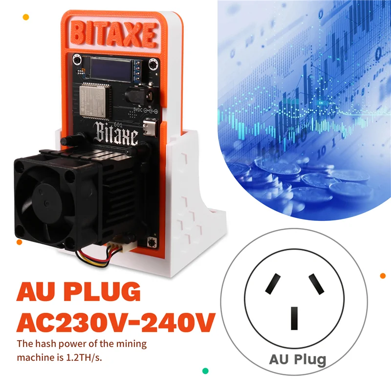 حامل ترقية Bitaxe Gamma 601 1.2TH/S BTC Solo Miner 18-22W BM1370 Asic من Antminer S21 Pro BTC Crypto Miner AU PLUG-TCE