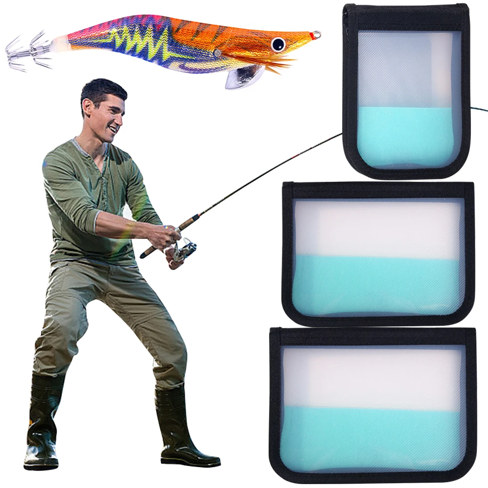 Tragbare Tintenfisch Jig Tasche mit Reißverschluss Angeln Köder Lagerung Fall Wasserdichte Holz Tintenfisch Garnelen Haken Köder Tasche Angeln Zubehör