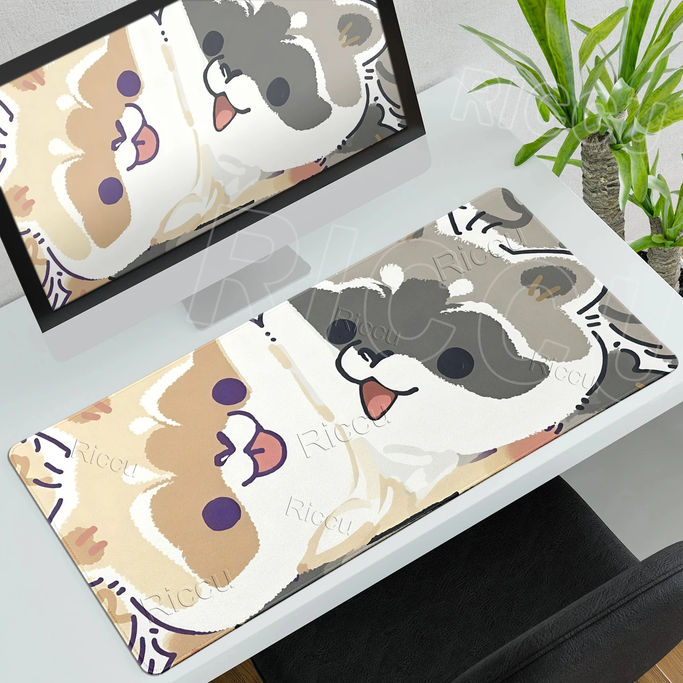 Cartoon Animal Little Raccoon Mouse Pads Office Gamer Accessories Tablemat Laptop Gaming Pads Stitched Edge Rubber Non-slip Base