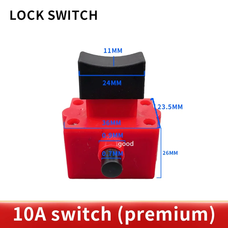 1PCS FA2-10/2B 10A 250V 5E4 Black+Red Self rest Power Tool Electric Drill Speed Control Trigger Button Switch