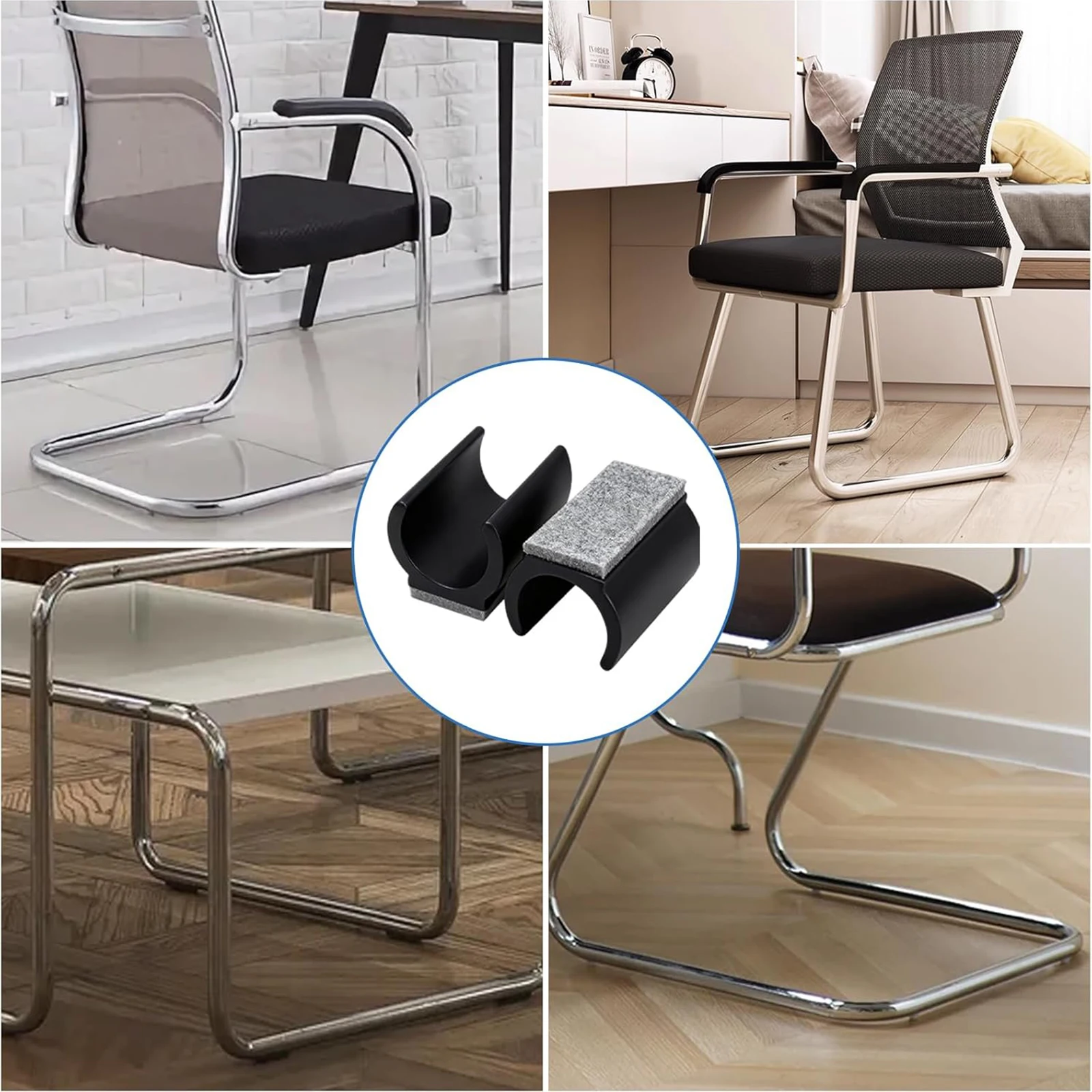 U Shaped Felt Chair Leg Caps 12Pcs Noise Reducing Floor Protector For Round Tube Chair Legs 25mm Diameter image 6
