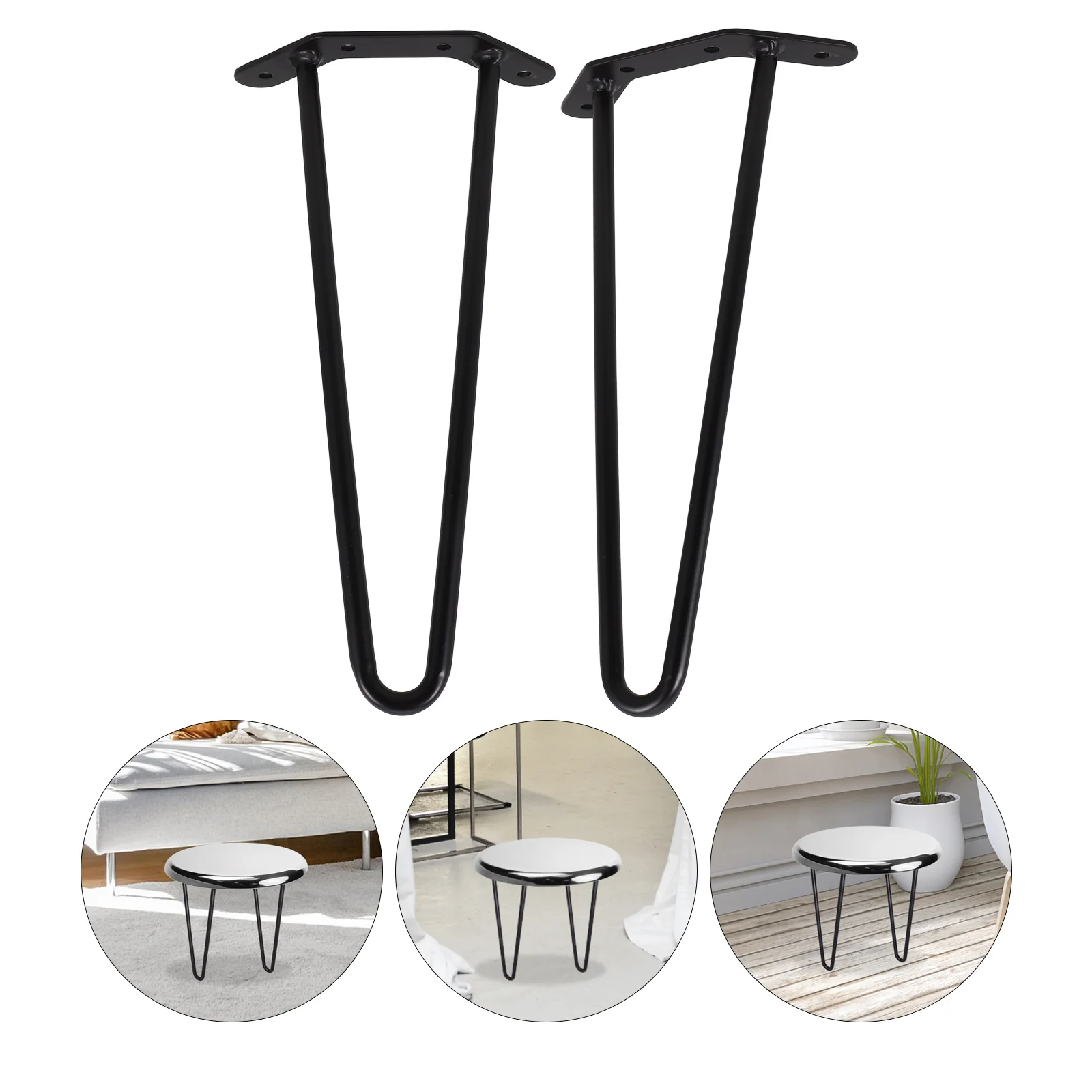 

2 Pcs Side Table Legs Student Computer Desk Counter Hollow Hairpin Feet Black Metal