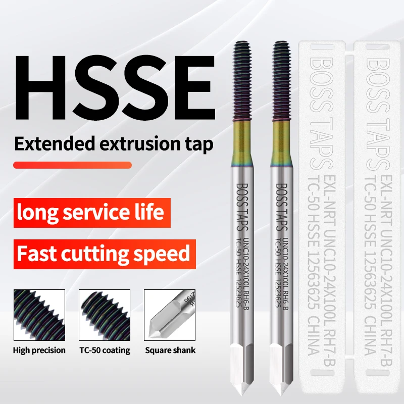 BOSS TAPS HSSE-M42 JIS Standard Long Shank 100L Roll Forming Tap UNC 2-56 4-40 6-32 1/4 UNF 0-80 10-32 Machine Screw Thread Taps