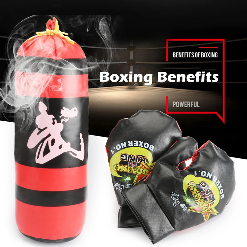 어린이 복싱 세트 면 충전 장갑, 무술 훈련 마블 펀칭 백, 소년 스포츠 장난감 선물