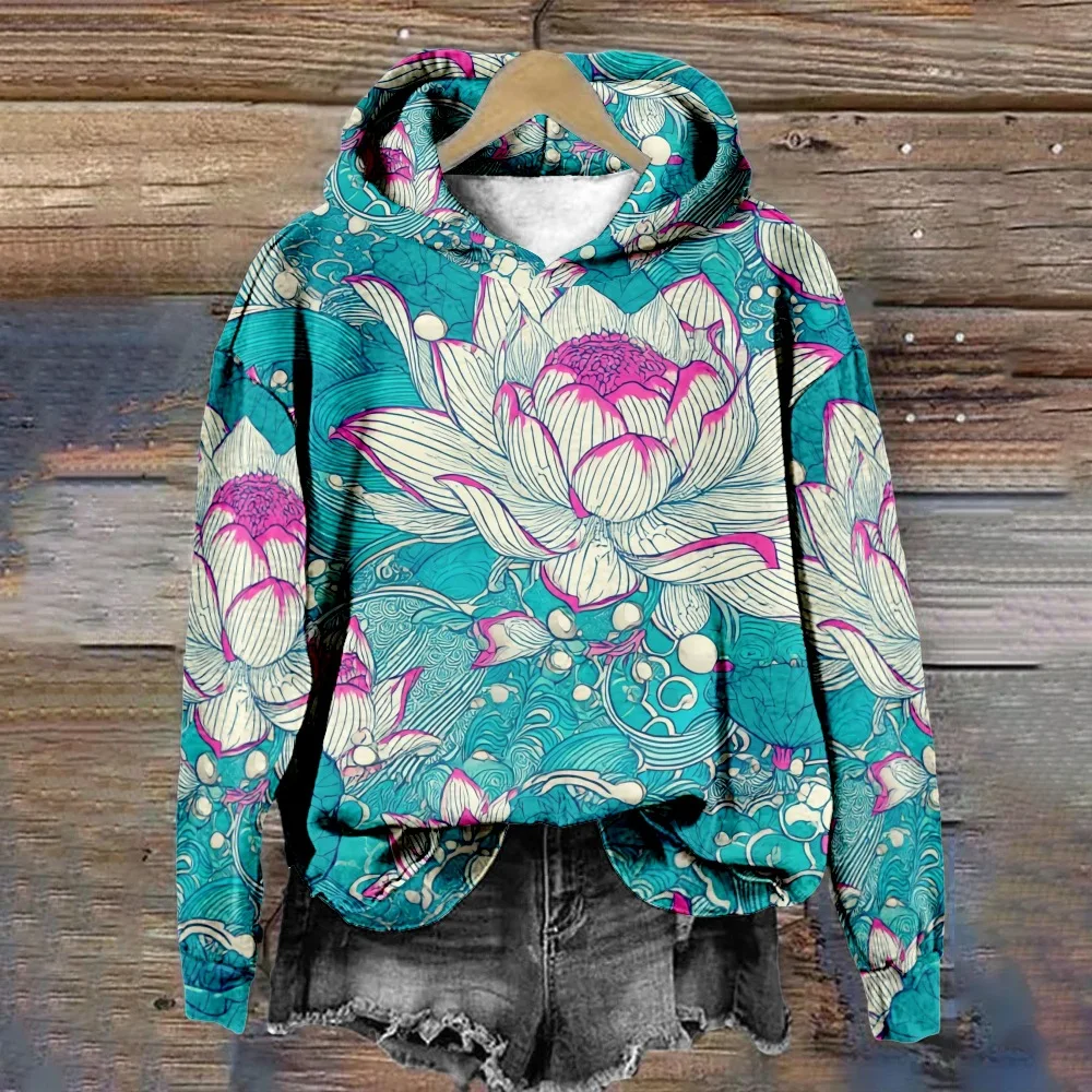 موضة زهرة هوديس الأزهار ثلاثية الأبعاد طباعة النساء الرجال قمصان سويت شيرت بقلنسوة الشارع الشهير كنزة بمقاس كبير القمم الملابس النسائية