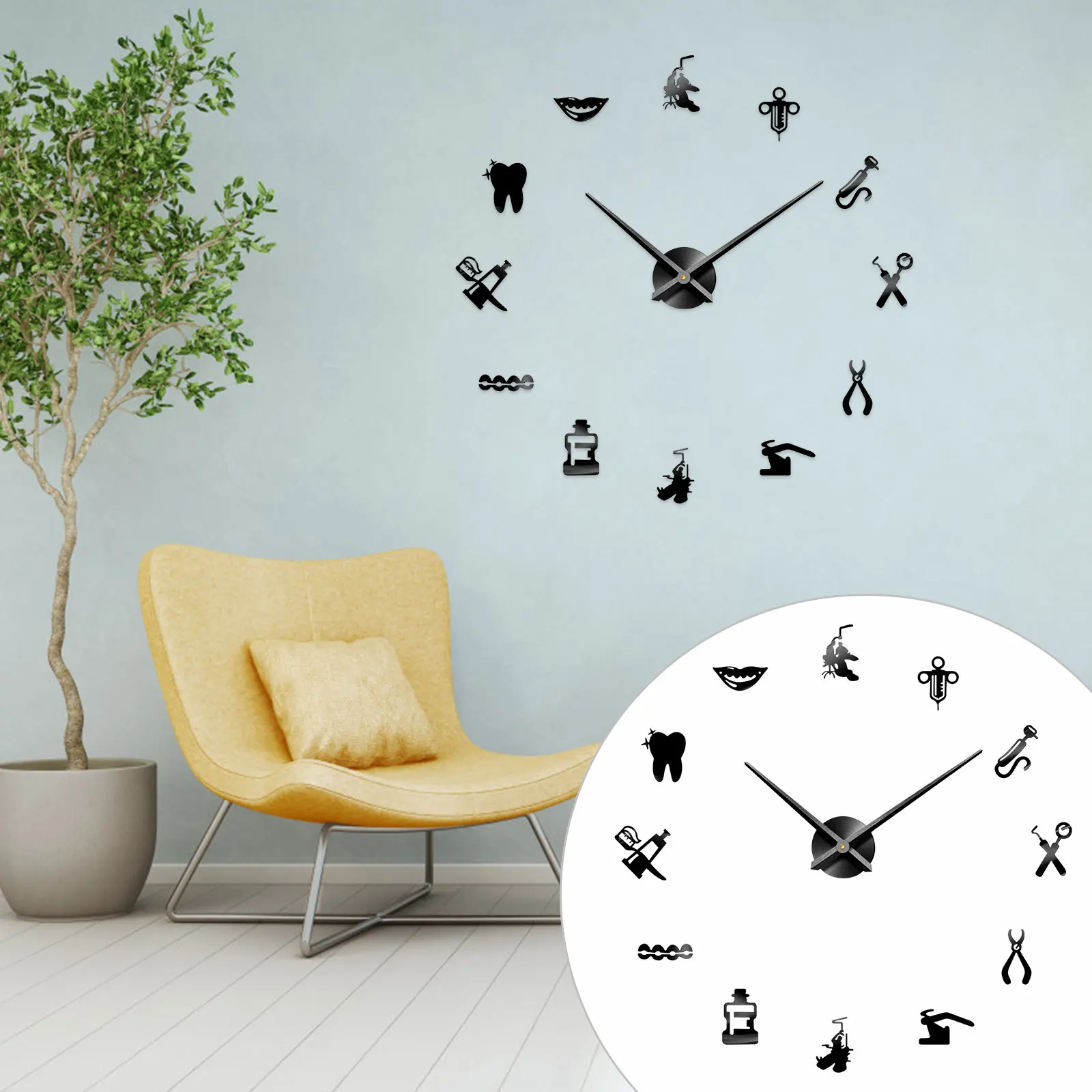 Acrylic Wall Clock Modern Decor Fashionable Office Clocks Decorative Black Hanging