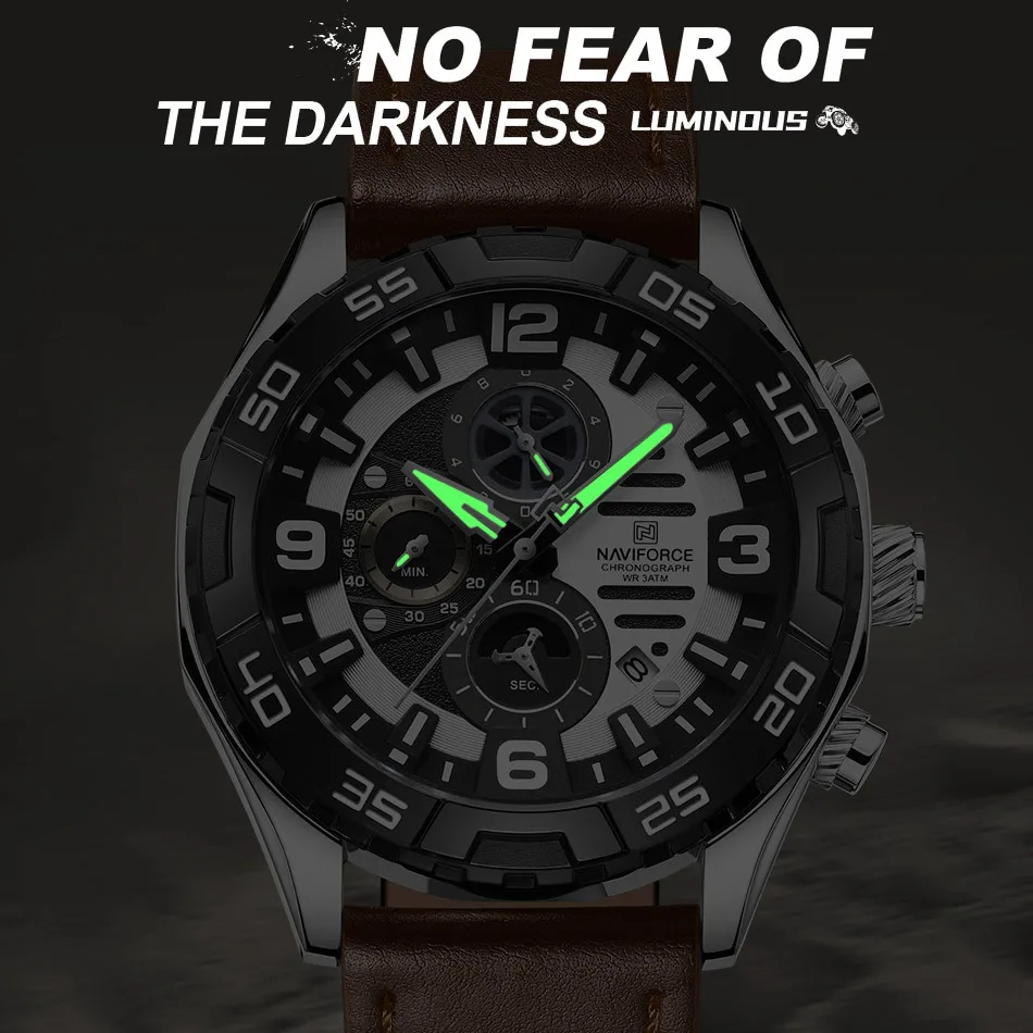 Naviforce marca superior original relógios masculinos clássico luxo quartzo relógios de pulso à prova dwaterproof água luminosa cronógrafo reloj