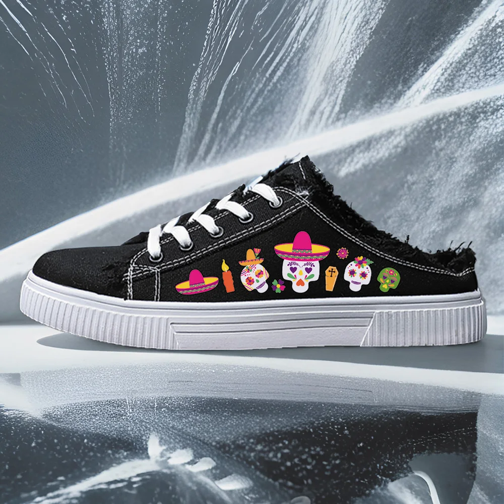 

Женская спортивная обувь, Студенческие спортивные энтузиасты, Весенне-летняя женская парусиновая обувь, Шапка с черепом, Дышащая вулканизированная обувь на плоской подошве с круглым носком кактуса, Женская обувь с цифровой печатью