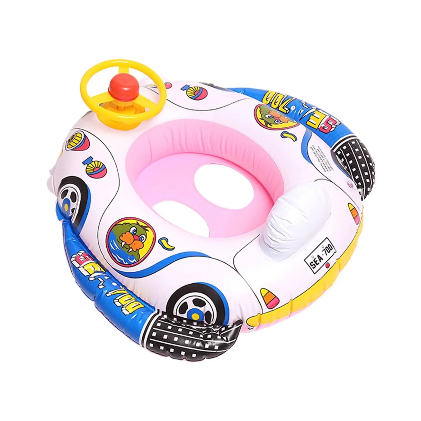 Baby Swimming Rings Inflatable Water Raft with Steering Wheel Toddlers Child Bathing Beach Kids Inflatable Pool Floats Seat