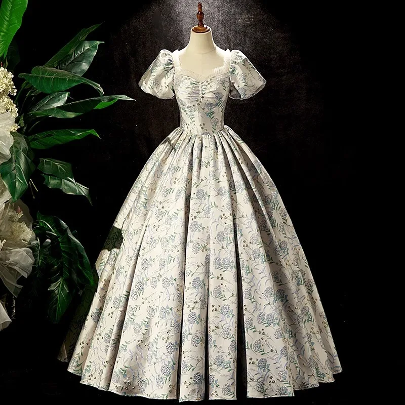 

Banquet Tie Evening Dress 2025 New Style Socialite Bubble Sleeve Vocal Solo Beautiful Voice Art Examination Fluffy Skirt Dress