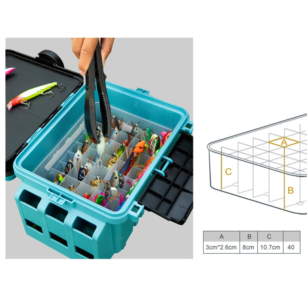 40-グリッド釣具ボックス釣りツール-23-18-107-センチメートル餌容器-40-グリッド収納排水穴持ち運びが簡単