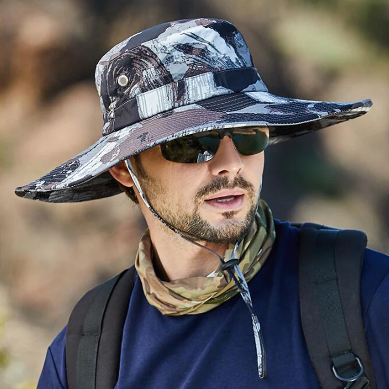 Camouflage Summer Quick Dryng UV Protection Fisherman Cap Face Neck Cover Outdoor Fishing Cycling Men Visor Hat Women Bucket Hat