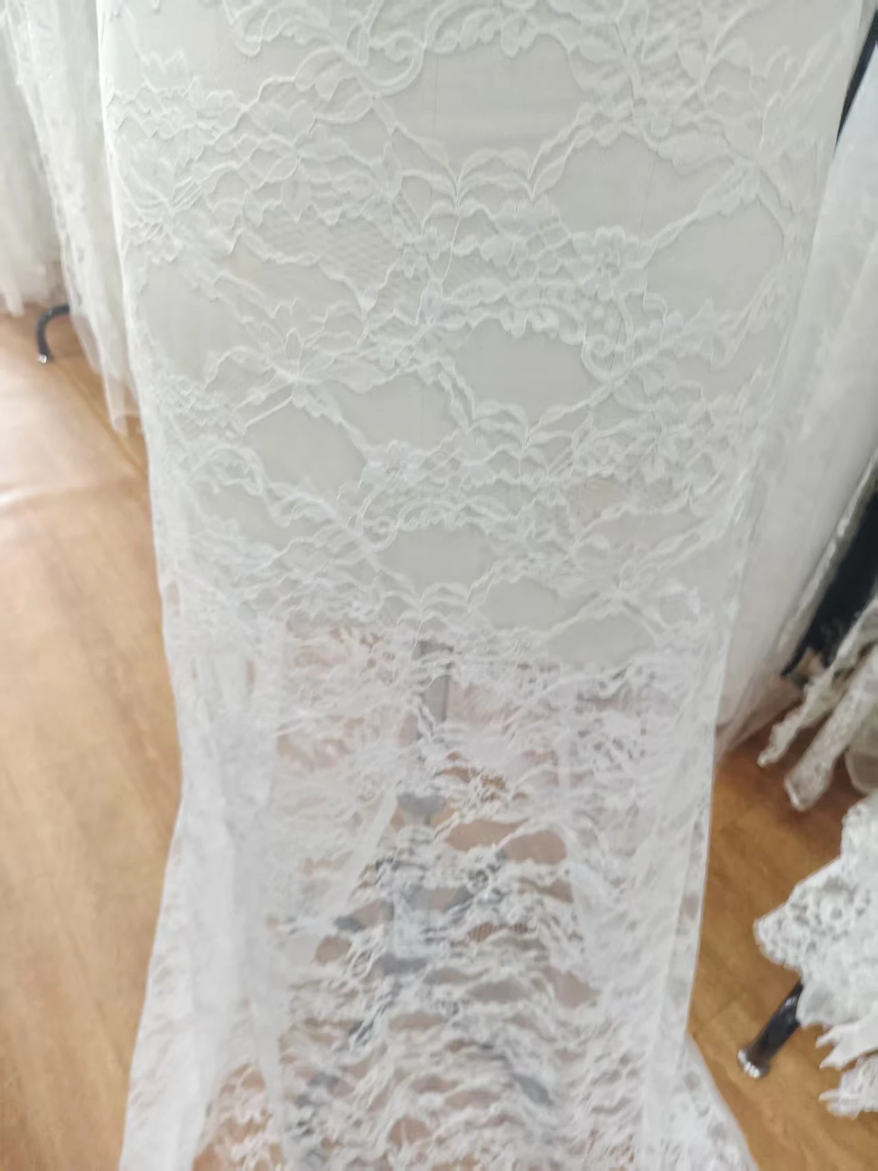 White Floral Embroidered Scalloped Lace, Eyelash Mesh Net Fabric for DIY Wedding Dress, Prom Dress Making and Craft Projects