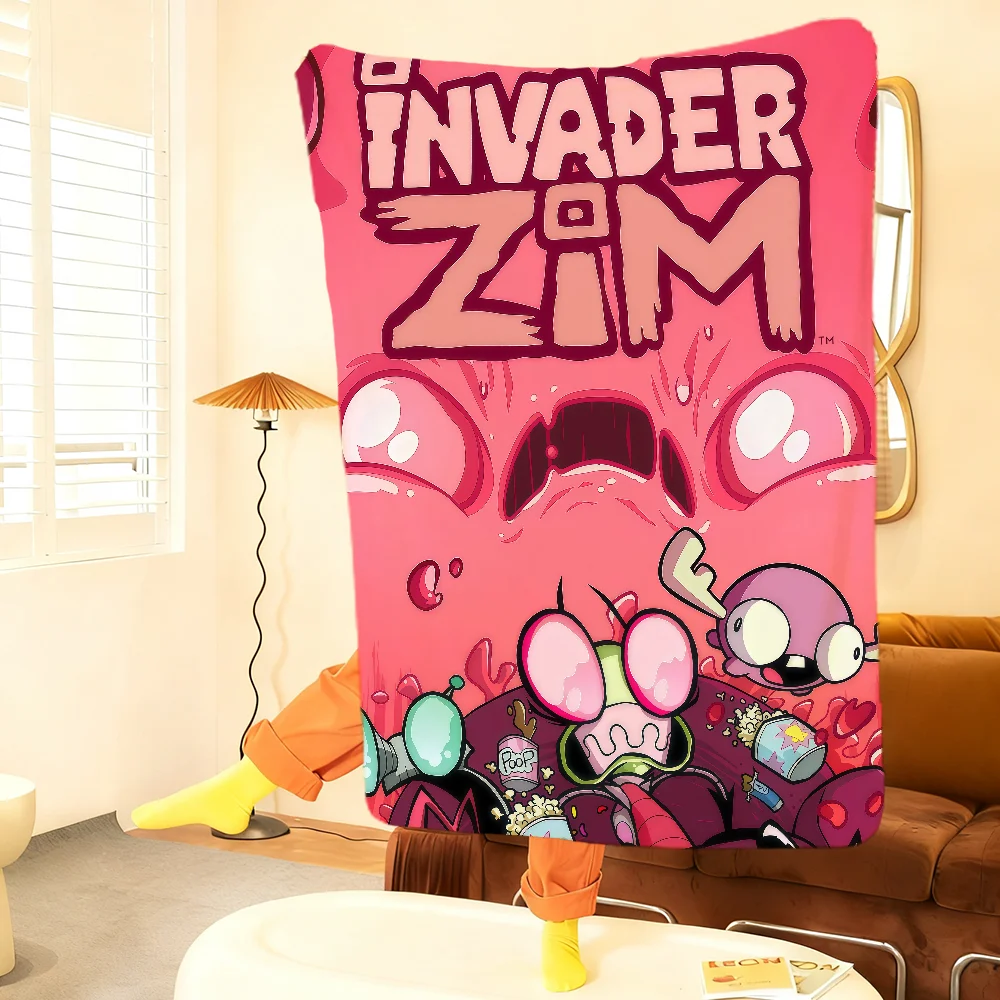 TV Series I-Invader Game Z-Zim Blanket Throw Super Cosy Plush Living Room Sofa Couch Childish Birthday Gifts