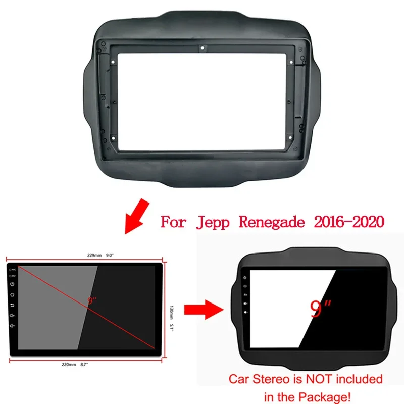 Universal Car Radio Plastic Fascia Frame for JEEP Renegade 2016~2020 car panel Installation DVD GPS Mp5 ABS+PC Dash Mount Kit