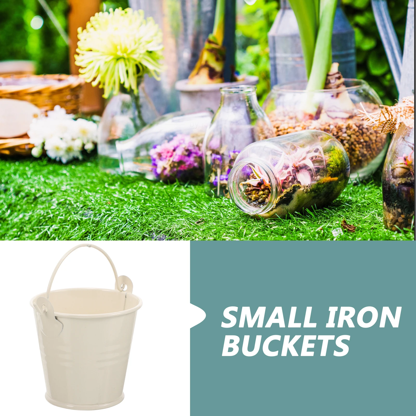 

8pcs Mini Buckets Durable Safe Planters Baskets Flower Pot Metal Tin Planters Gardening Home Decor