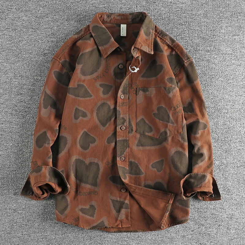 Stylish New Men's Cotton Long Sleeve Shirt with Full-Printed Floral Pattern for Autumn Daily Wear