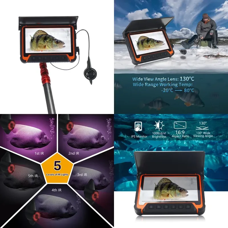Custom Underwater 7'' Waterproof Fishing with 15Meters Cable for Lake Boat Fishing