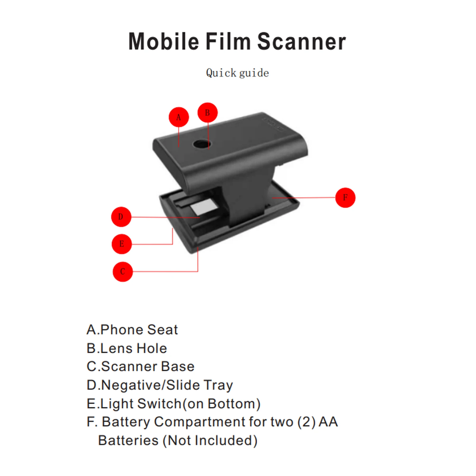 Mobile Film and Slide Scanner for 35mm/135mm Negatives and Slides with LED Backlight Free APP Foldable Novelty Scanner