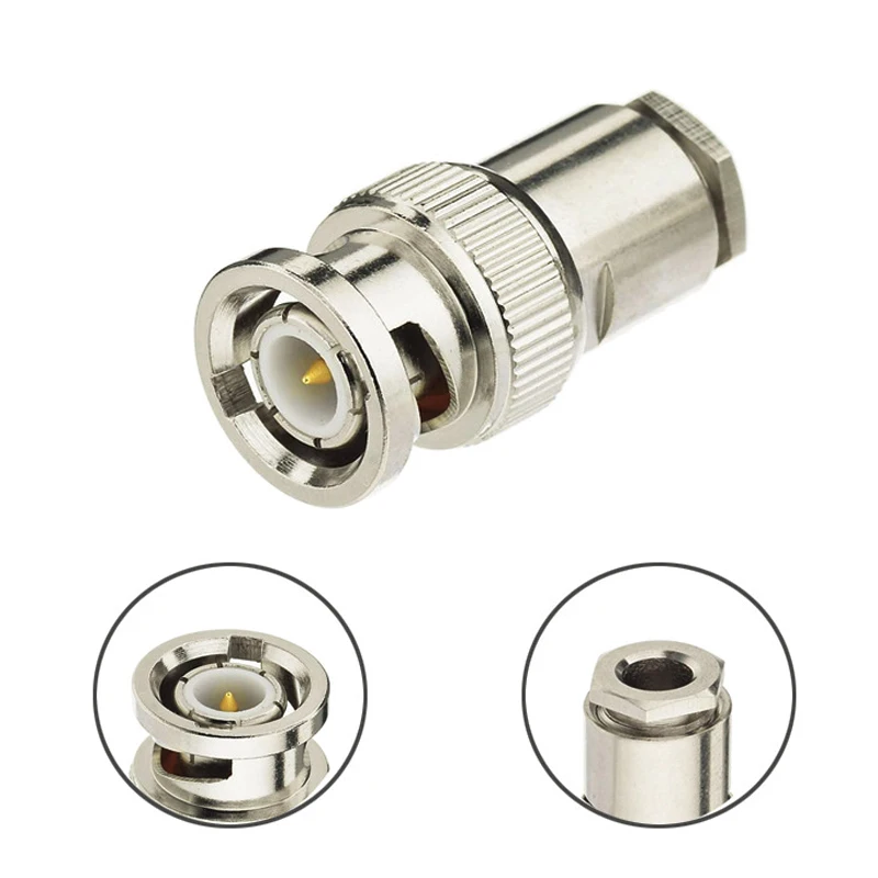 1/5/10Pcs BNC Male Plug Clamp RG58 RG142 LMR195 RG400 Cable RF Coaxial Connector Wire Terminals