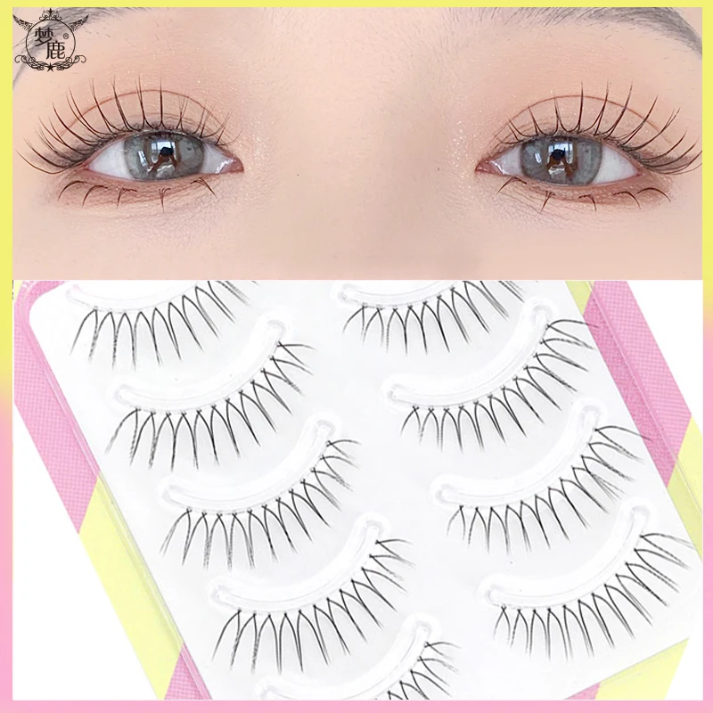 Dream Deer 5 par sztucznych rzęs typu A ulepszone rzęsy w kształcie litery V 0,14 mm przezroczysta łodyga miękkie naturalne rzęsy z norek