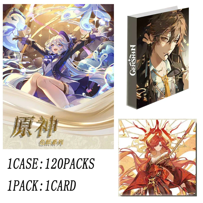 120Pcs/Genshin Impact Booster Box Limited Edition Full Set With Binder Album Display Japanese Style Anime Card 